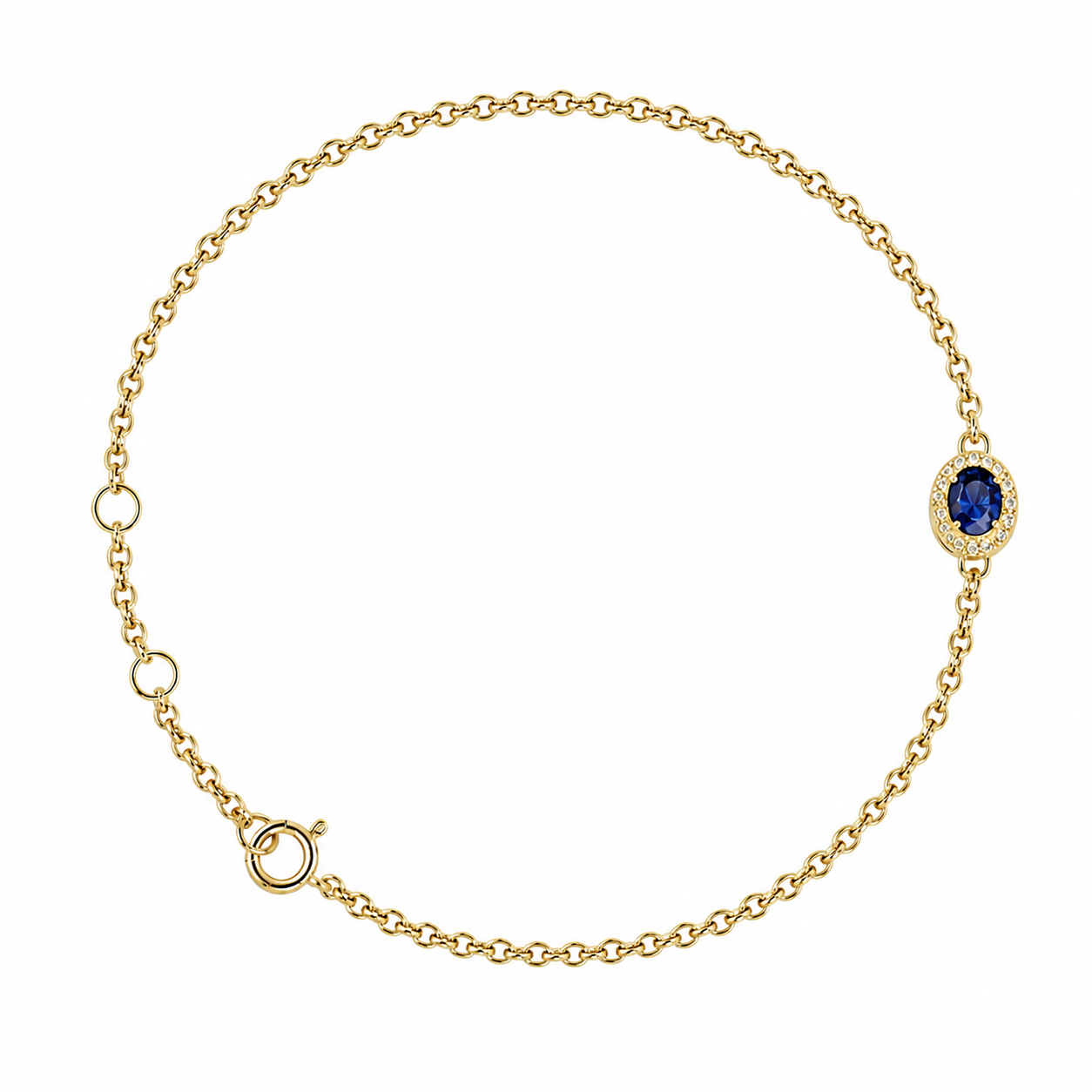 Oval Sapphire Diamond Halo Bracelet