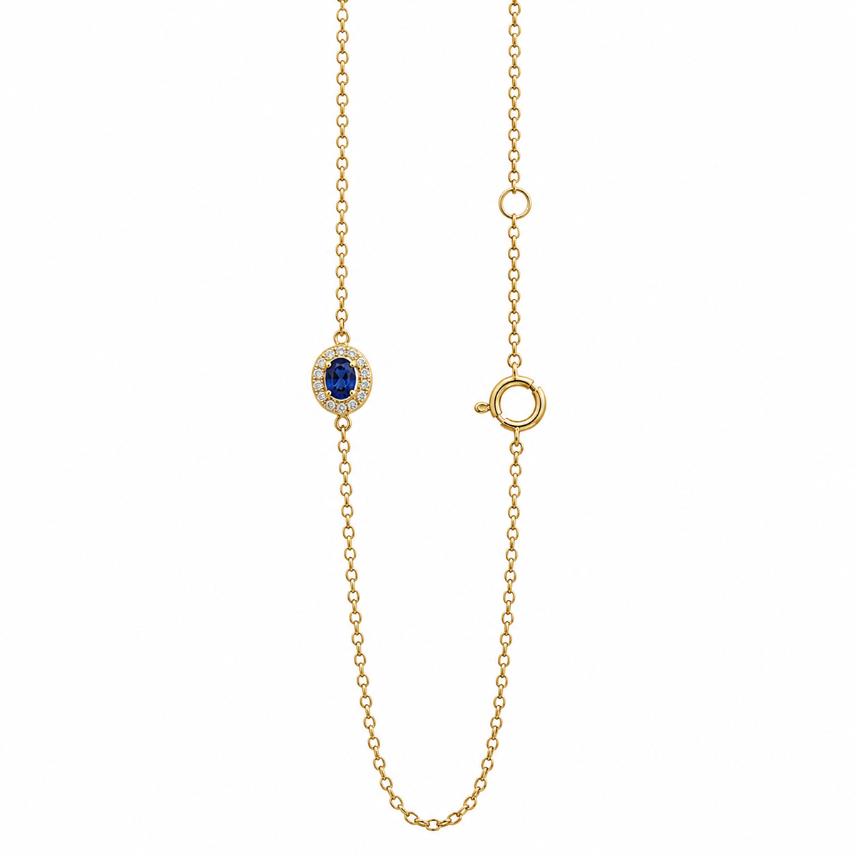 Oval Sapphire Diamond Halo Bracelet