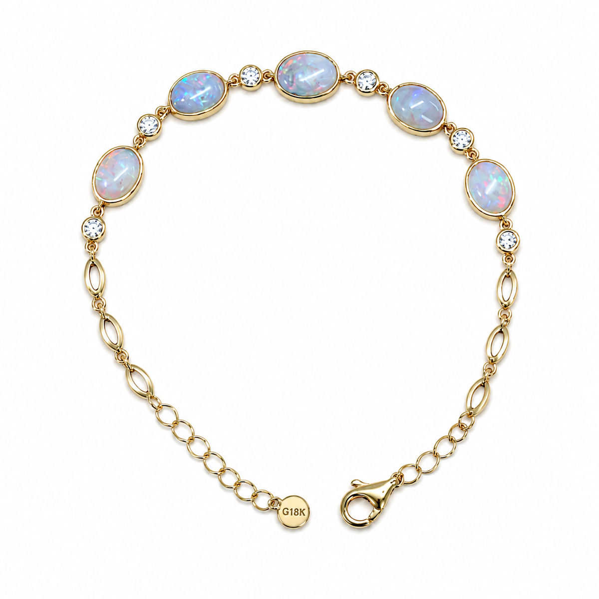 Australian Rainbow Opal & Diamond Bracelet