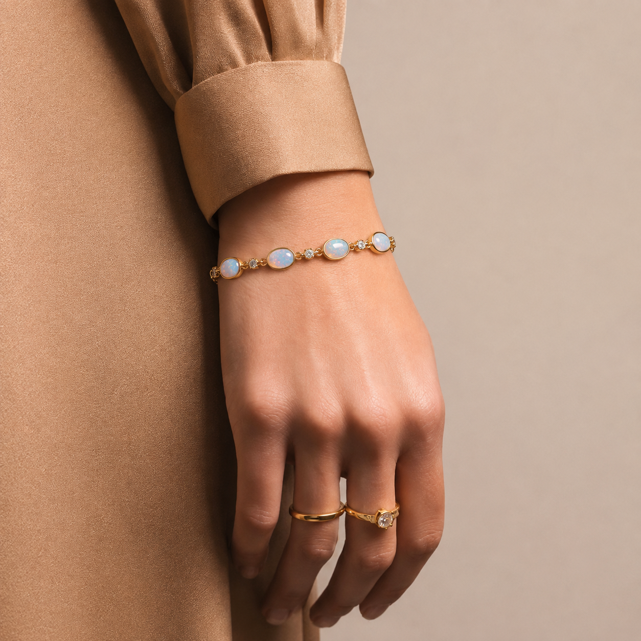 Australian Rainbow Opal & Diamond Bracelet