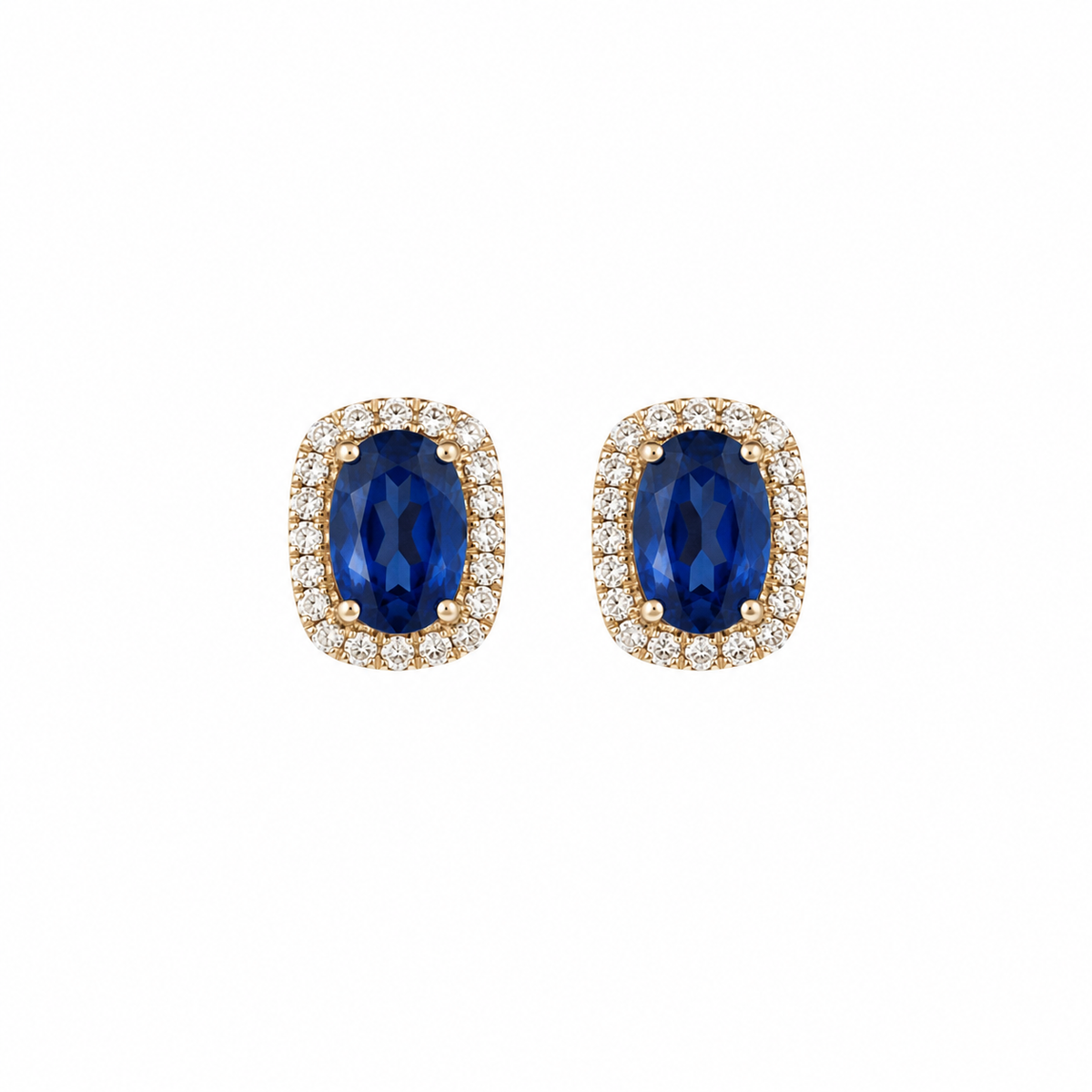 Sapphire & Diamond Halo Stud Earrings