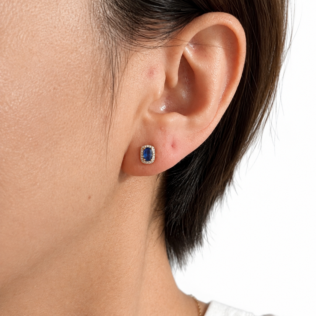Sapphire & Diamond Halo Stud Earrings