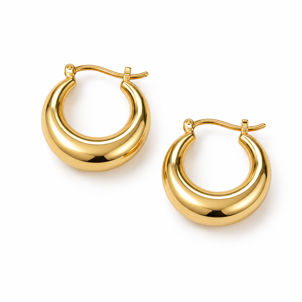 18K Gold Croissant Hoop Earrings