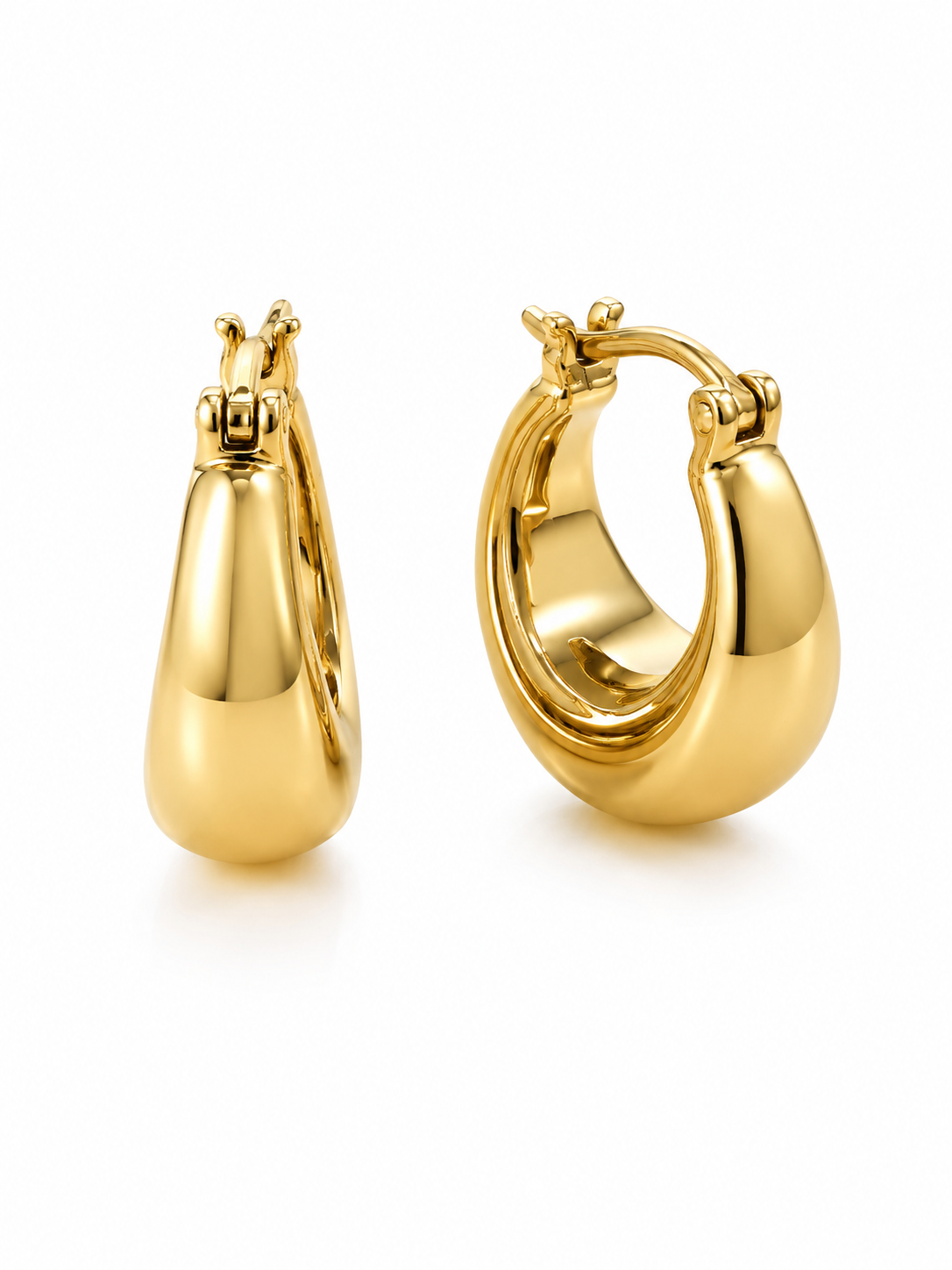 18K Gold Croissant Hoop Earrings