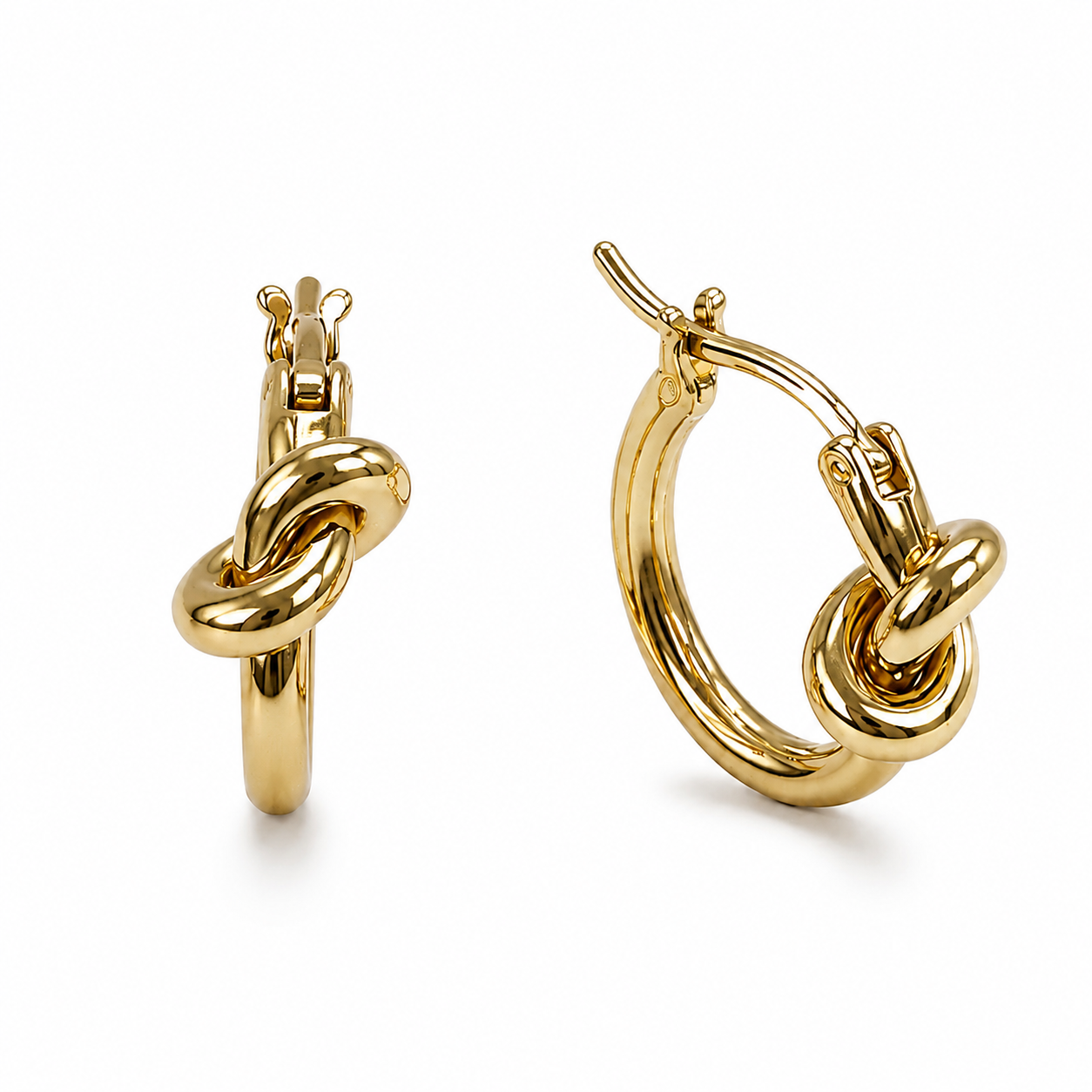 18K Yellow Gold Knot Hoop Earrings