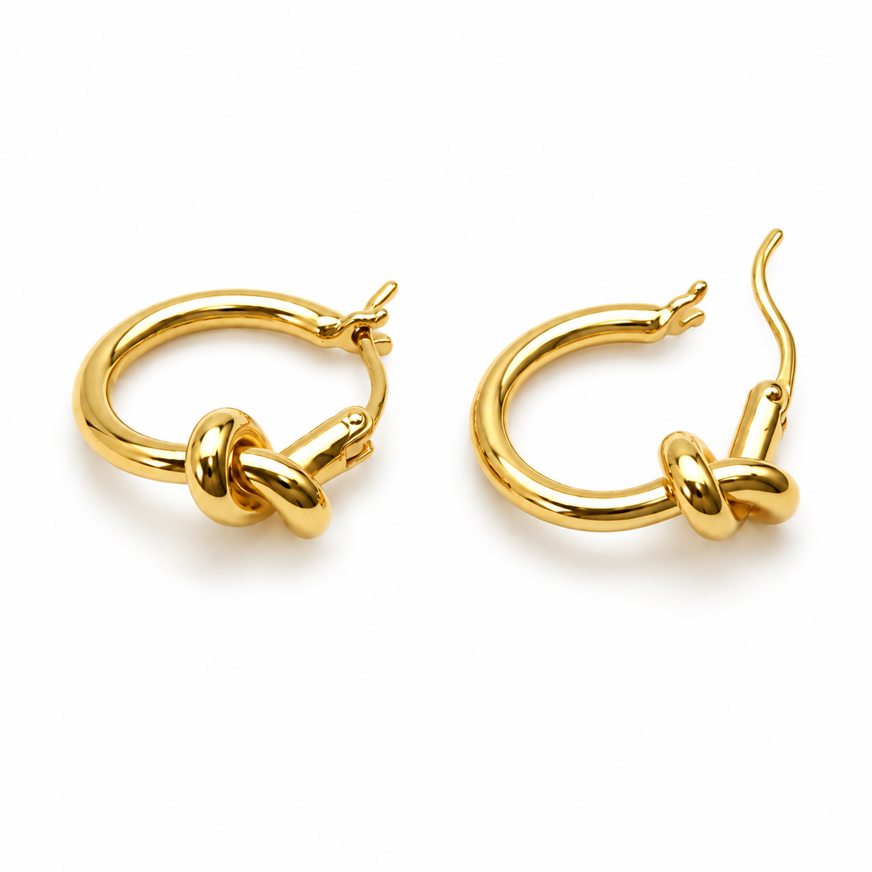 18K Yellow Gold Knot Hoop Earrings