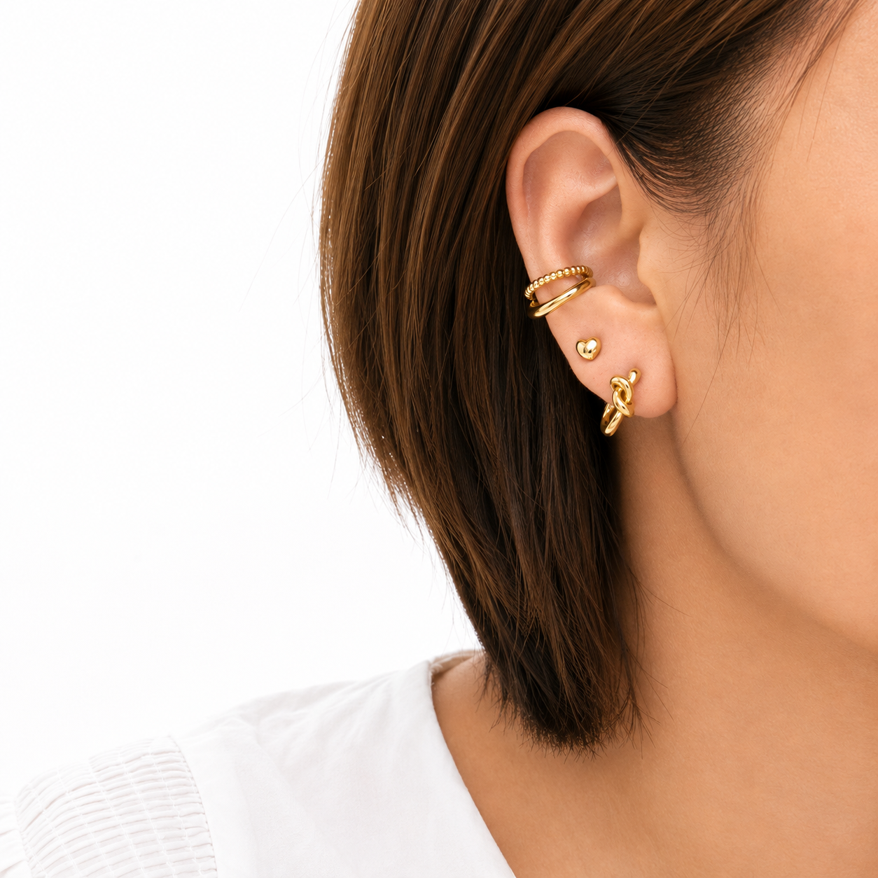 18K Yellow Gold Knot Hoop Earrings