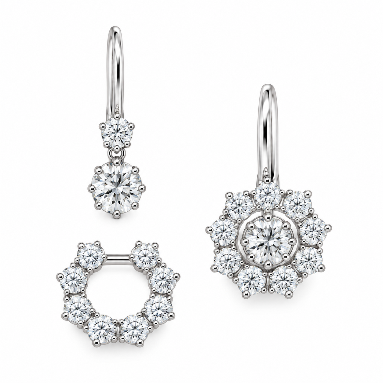Sunburst Convertible Lab-Grown Diamond Earrings