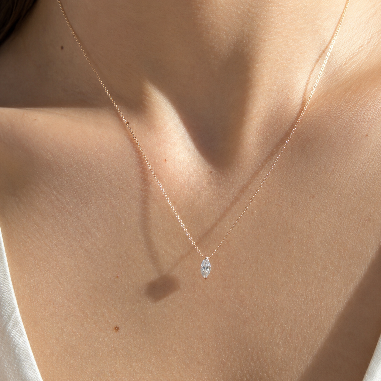 Marquise Lab-grown Diamond Solitaire Necklace