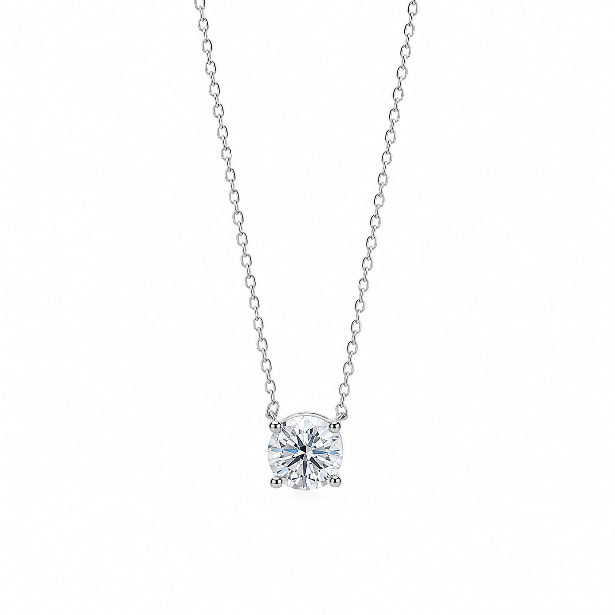 Classic Four-Prong Lab-grown Diamond Solitaire Necklace