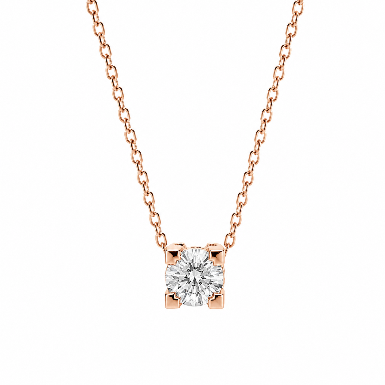1ct Architectural Four-Prong Diamond Necklace