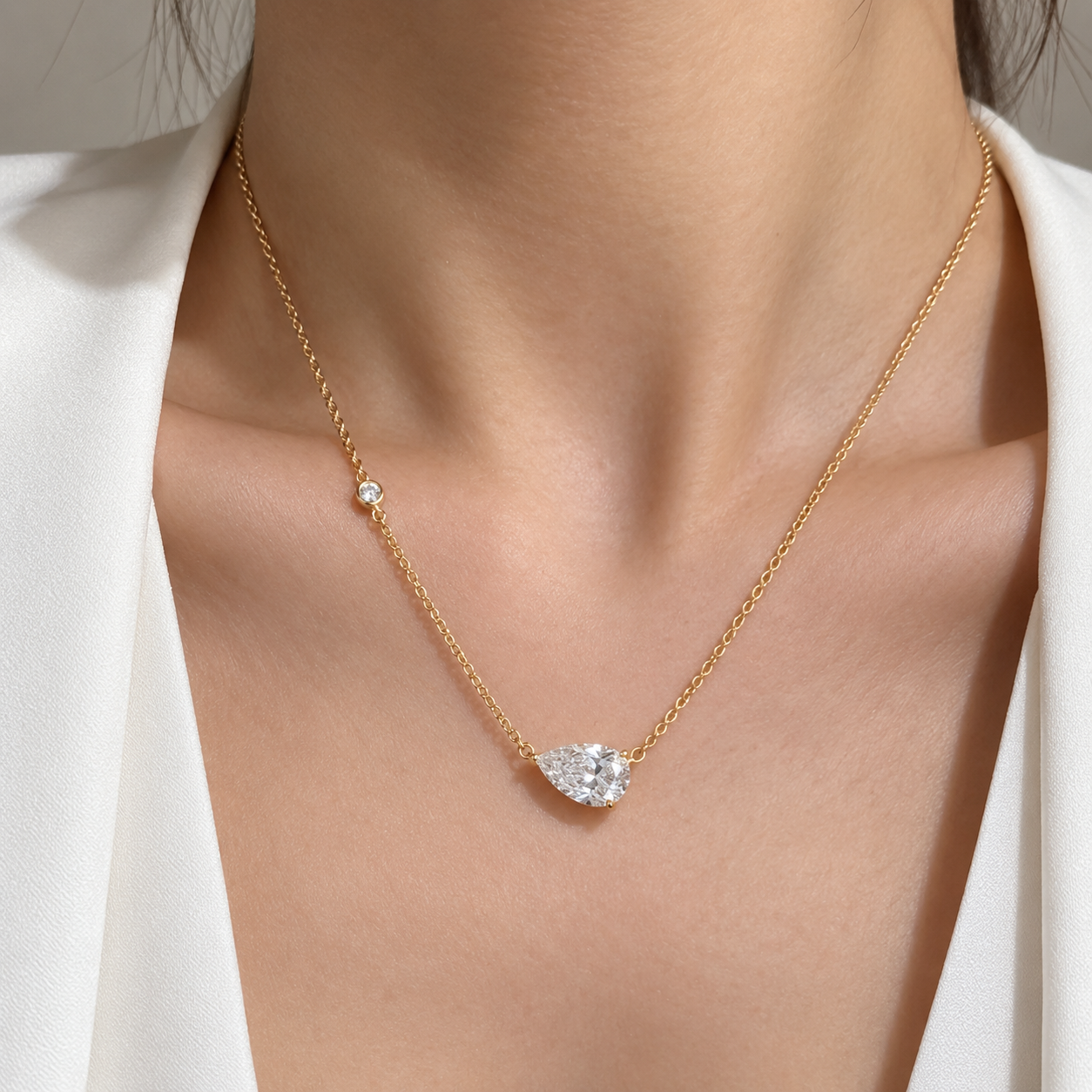 2ct Pear Lab-Grown Summer Diamond Necklace