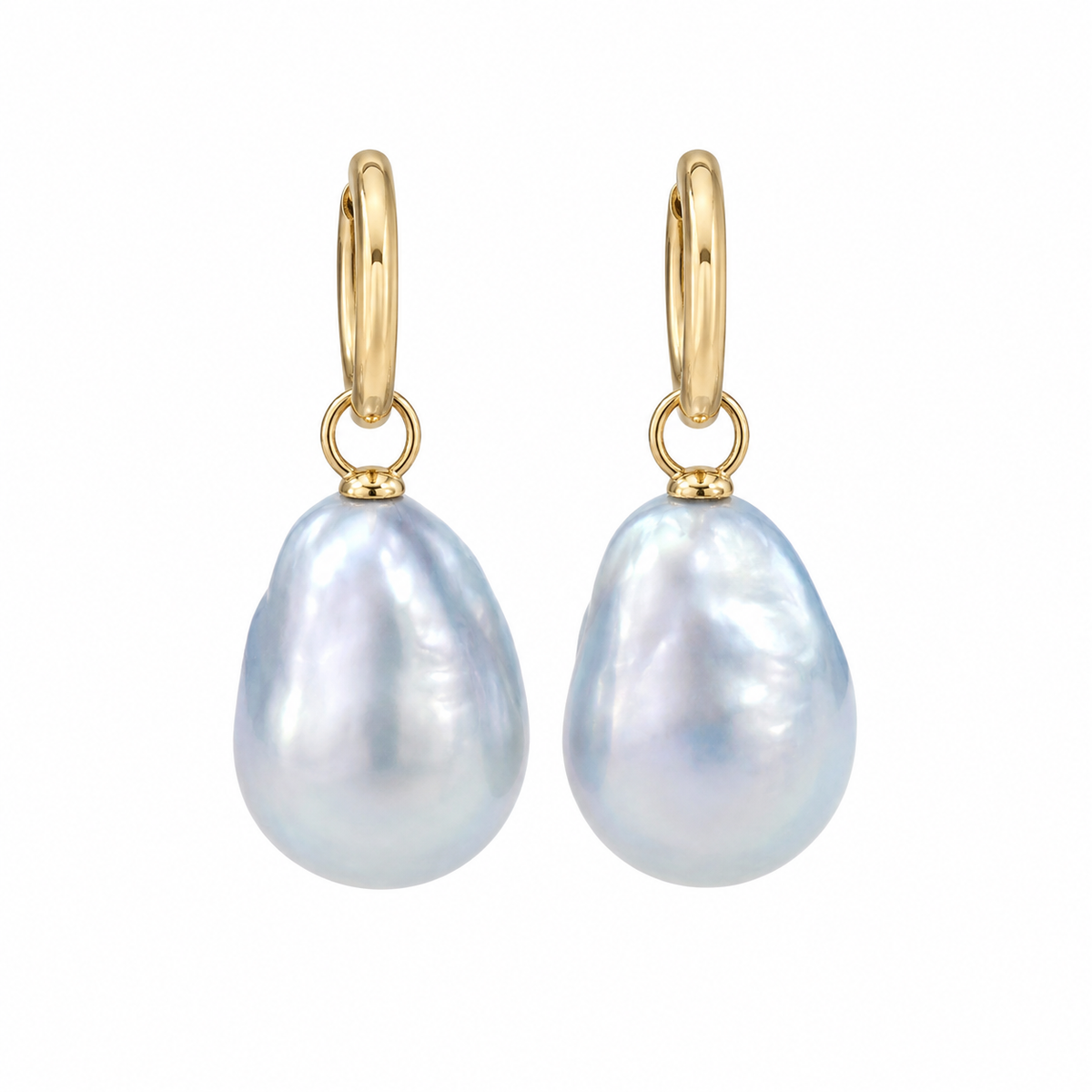Baroque Australian South Sea Pearl Drop Hoops