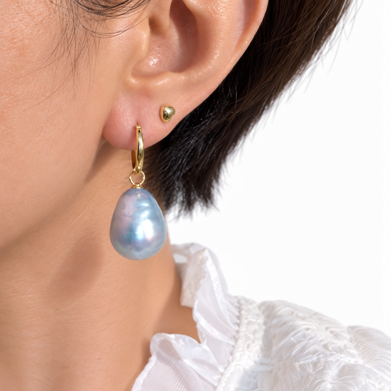 Baroque Australian South Sea Pearl Drop Hoops