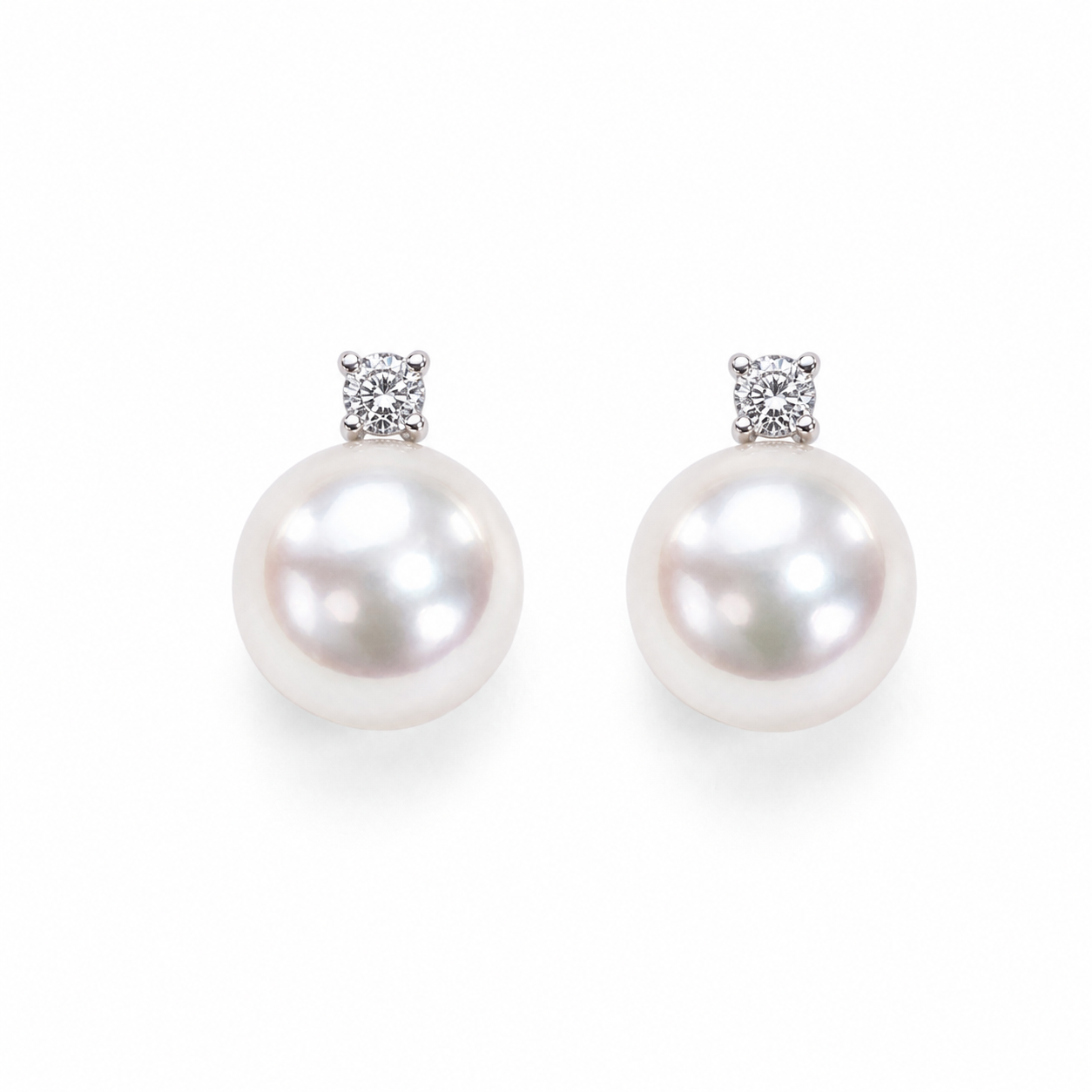 Akoya Pearl & Diamond Stud Earrings