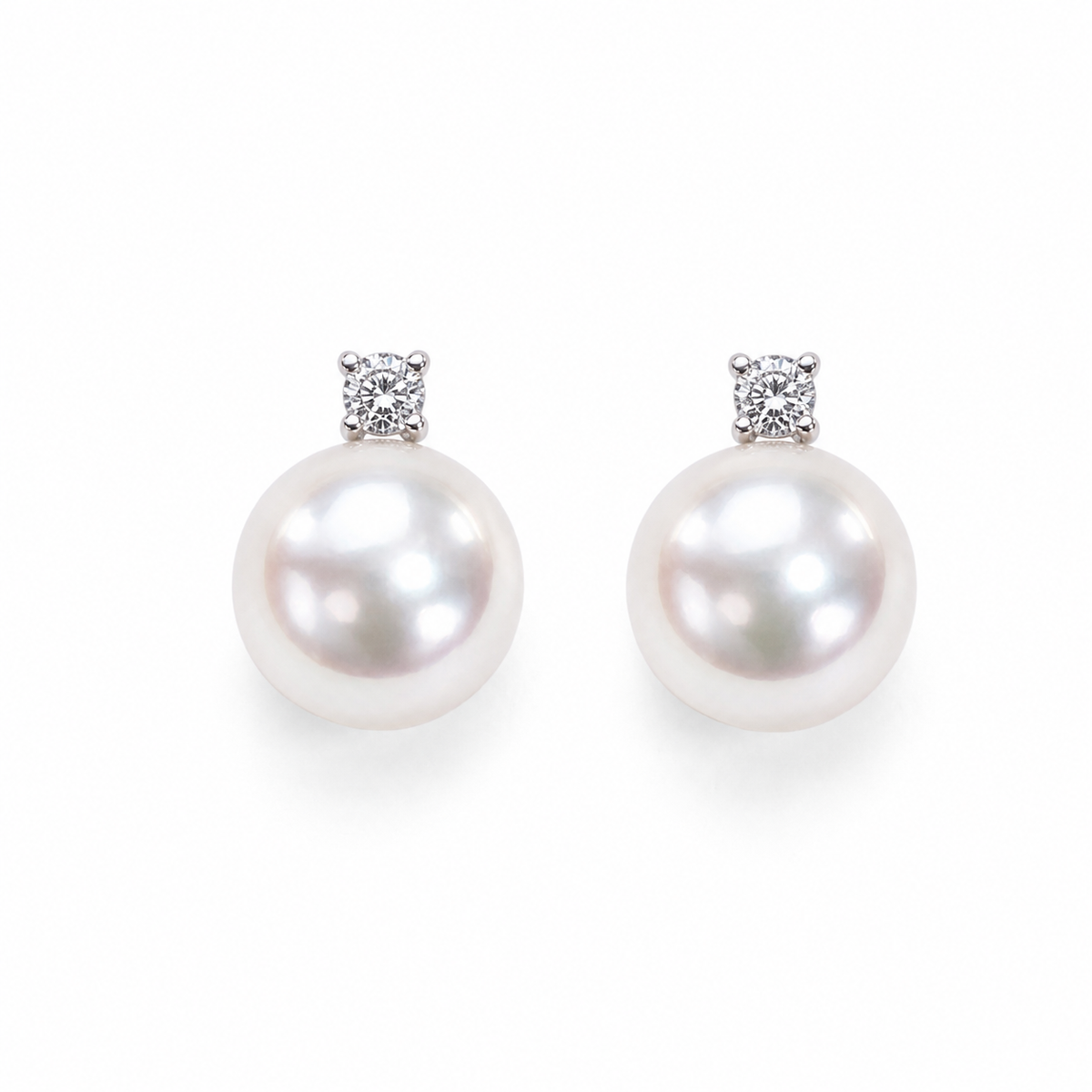 Akoya Pearl & Diamond Stud Earrings