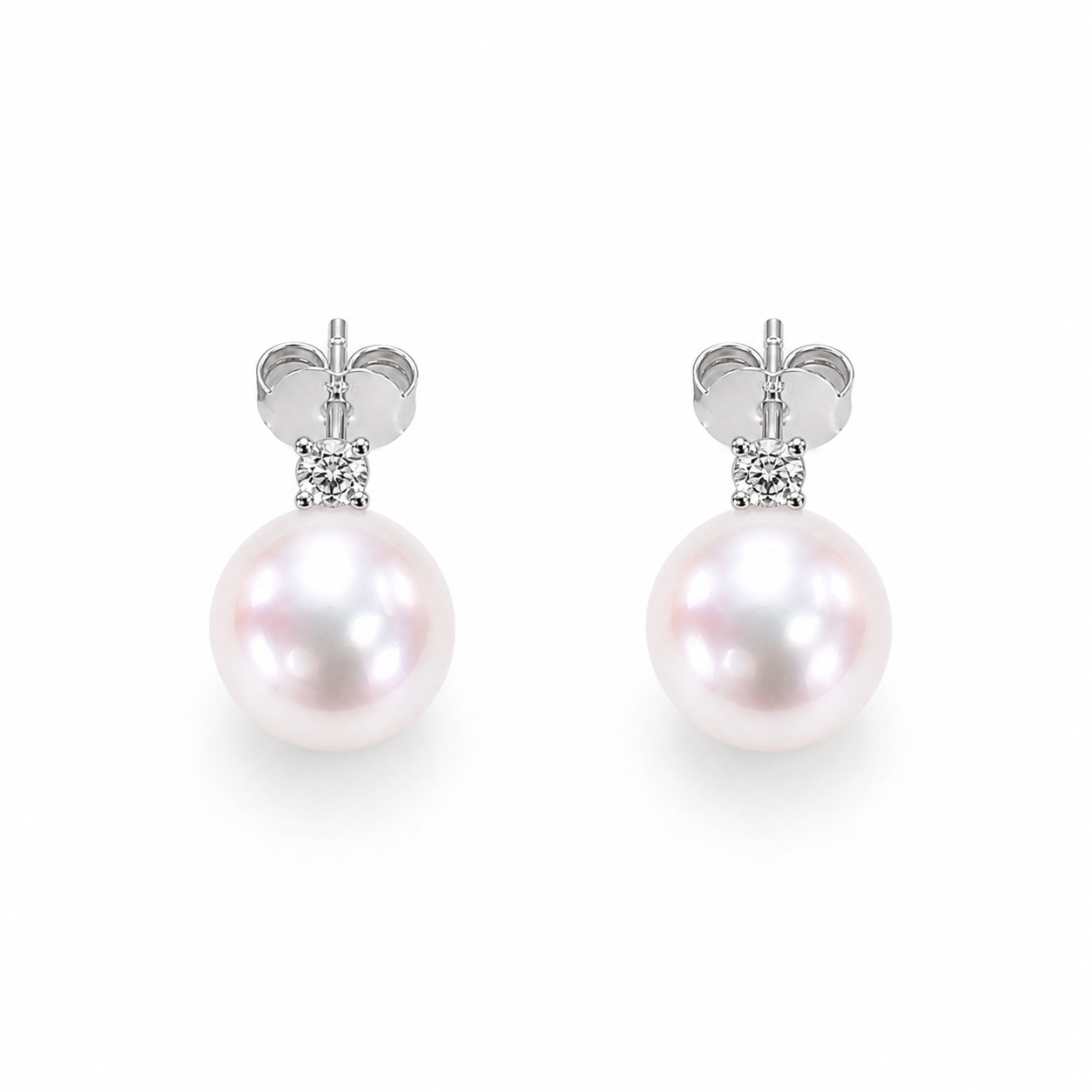 Akoya Pearl & Diamond Stud Earrings