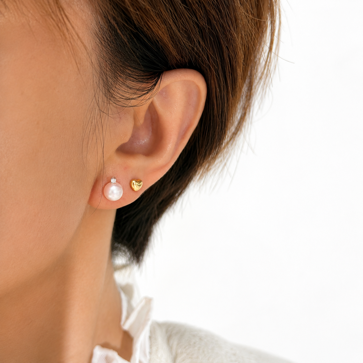Akoya Pearl & Diamond Stud Earrings