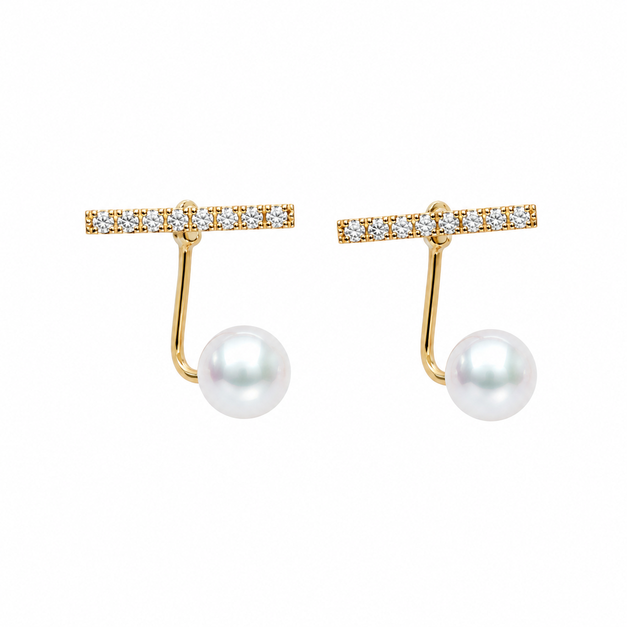 Edgeup Akoya Pearl & Diamond Bar Earrings