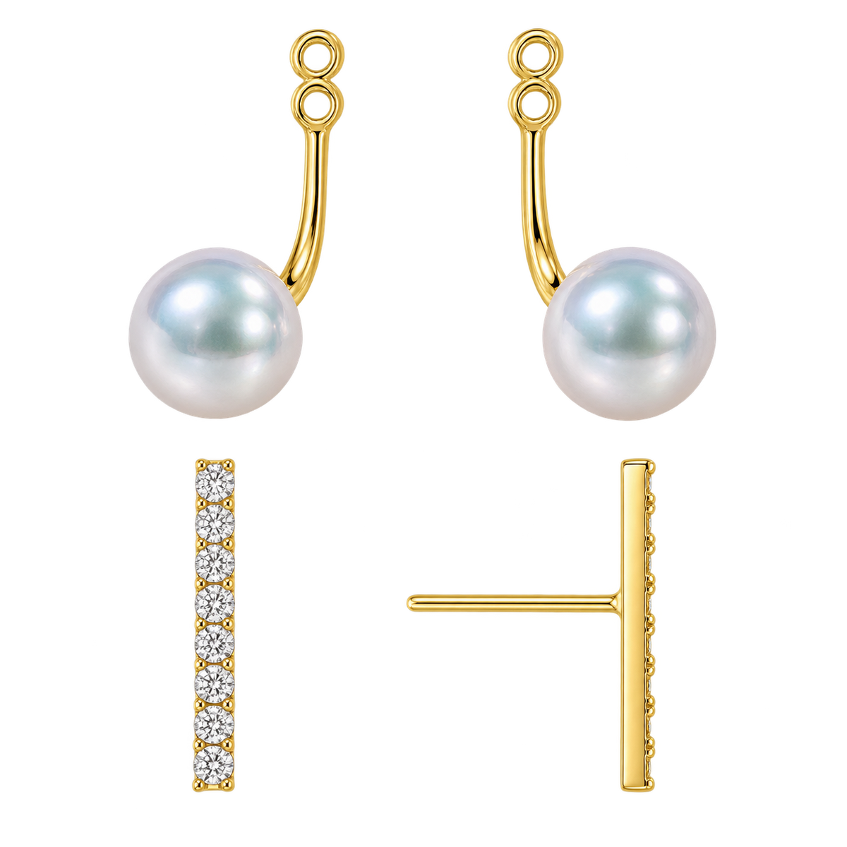 Edgeup Akoya Pearl & Diamond Bar Earrings