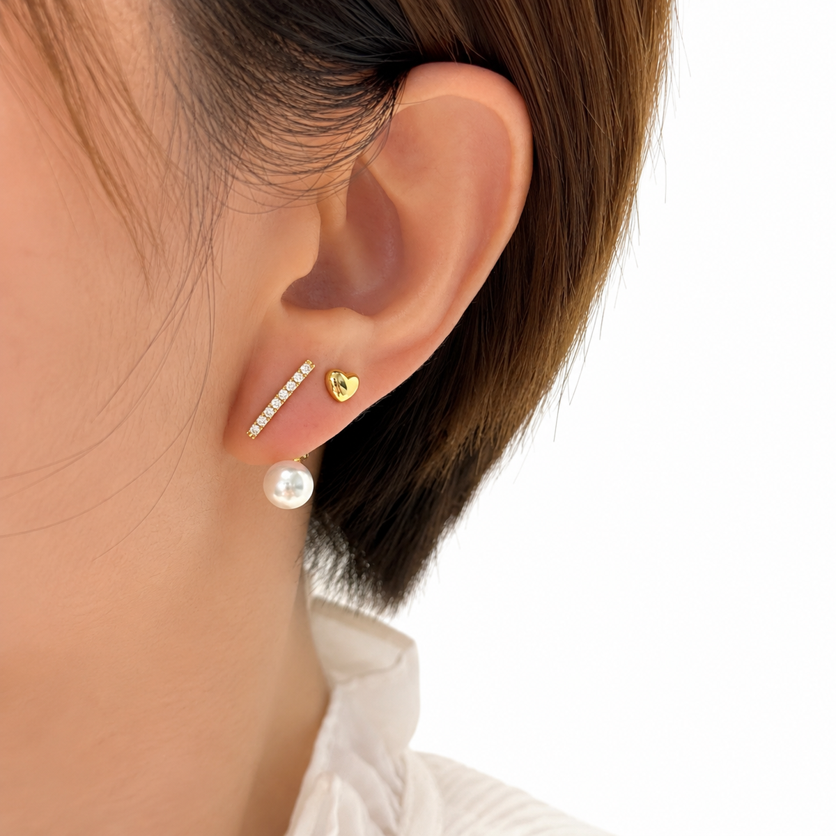 Edgeup Akoya Pearl & Diamond Bar Earrings