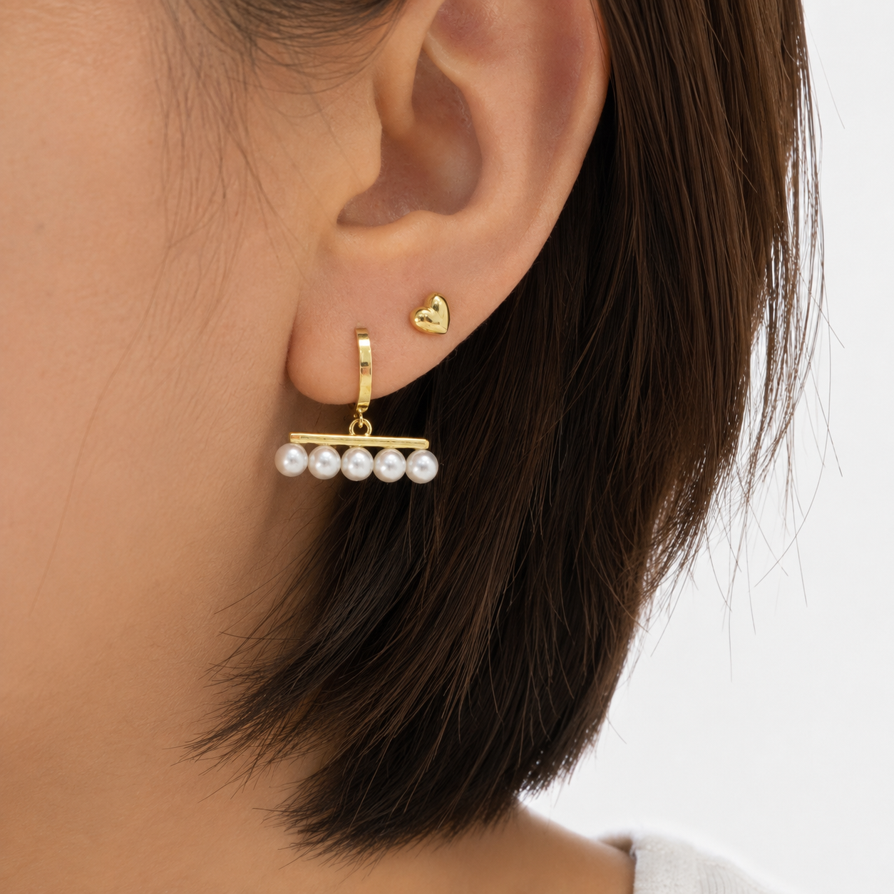 Balance Bar Pearl Hoop Earrings