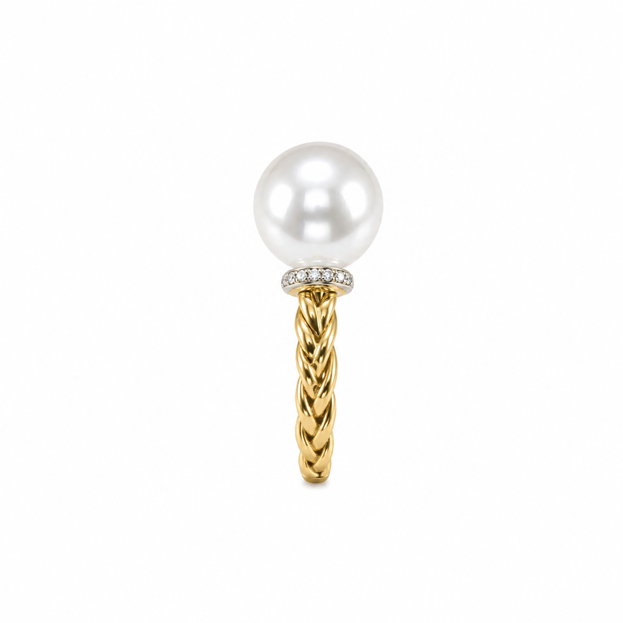 Twisted Diamond South Sea Pearl Ring