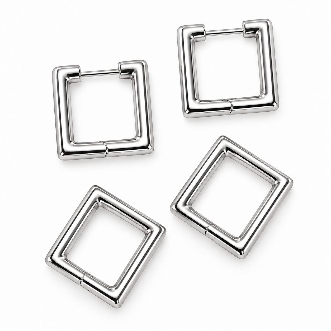 Geo Duo Sterling Silver Drop Earrings