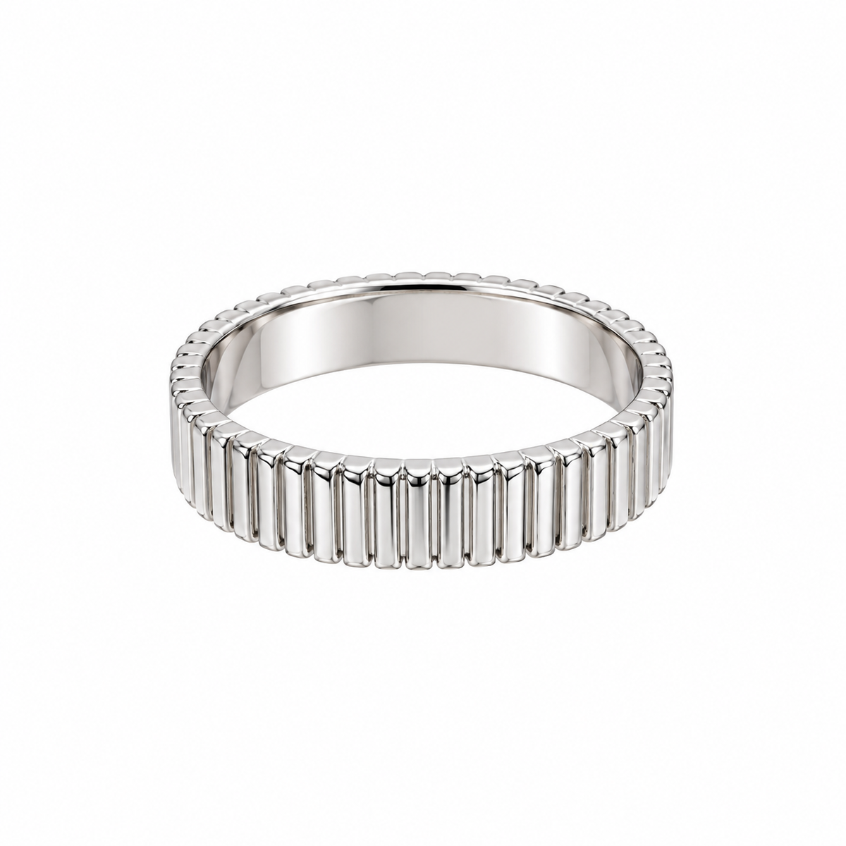 Ribbed Sterling Silver Band