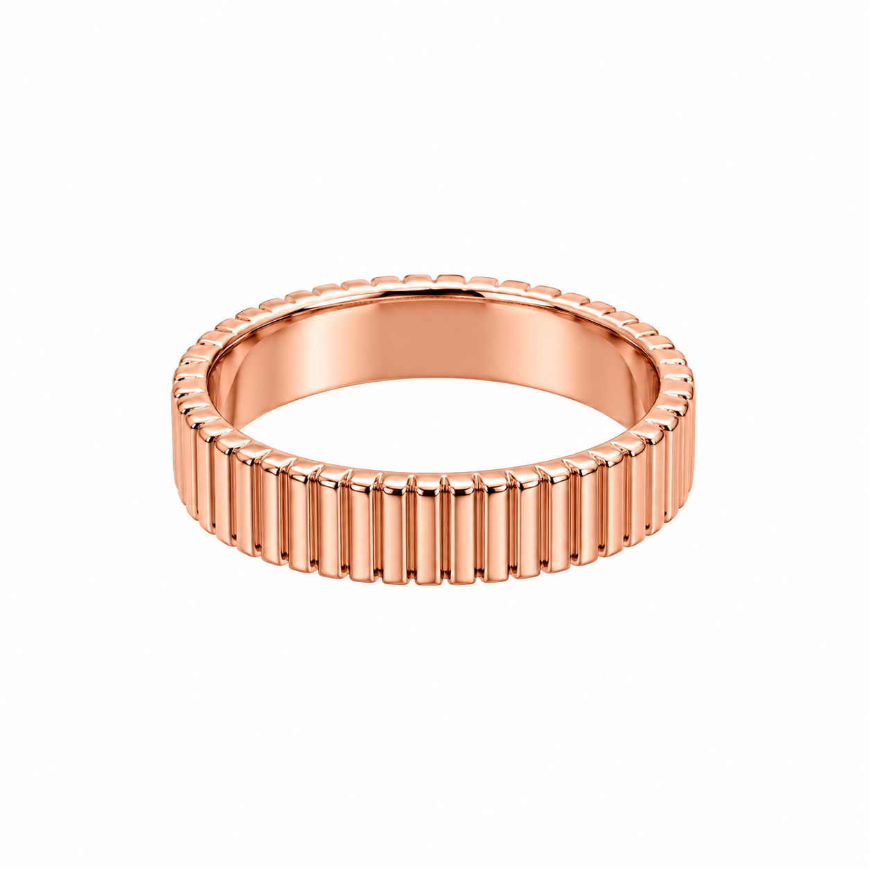 Rose Gold Ribbed Sterling Silver Band