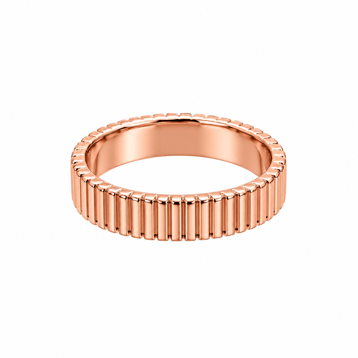 Rose Gold Ribbed Sterling Silver Band