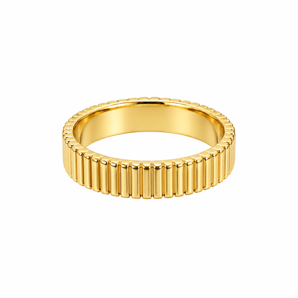 Gold Ribbed Sterling Silver Band