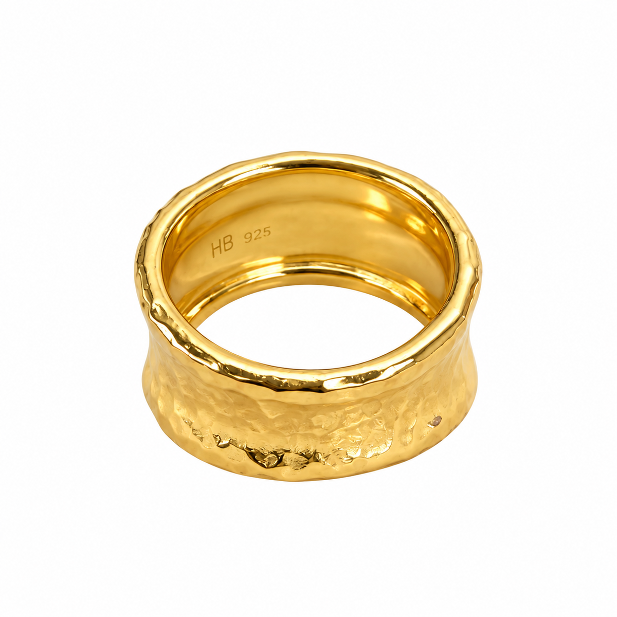 Organic Hammered Wide Sterling Silver Ring