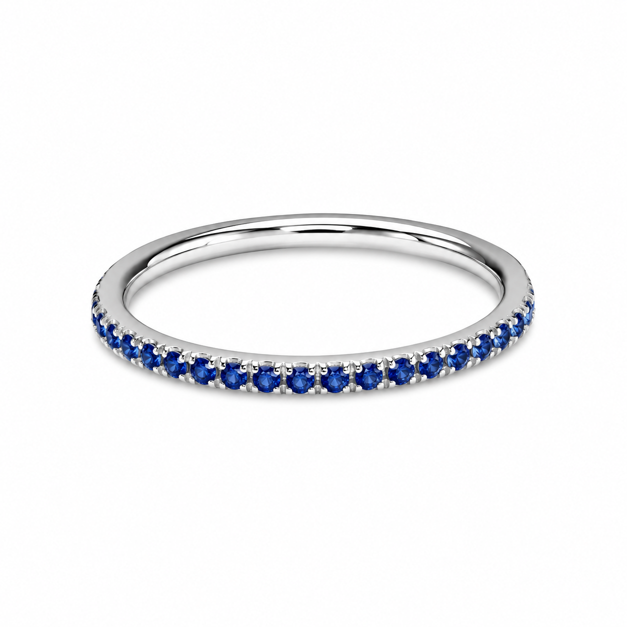 Shiny Blue Slim Half-Eternity Band