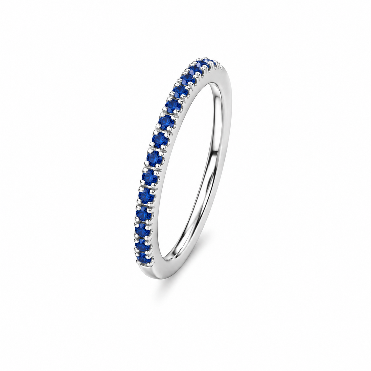 Shiny Blue Slim Half-Eternity Band