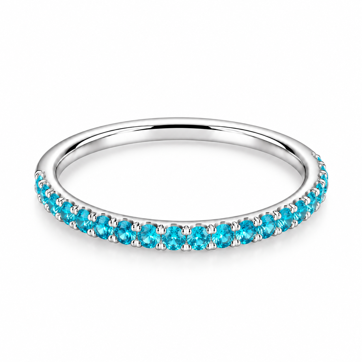 Paraiba Blue Slim Half-Eternity Band