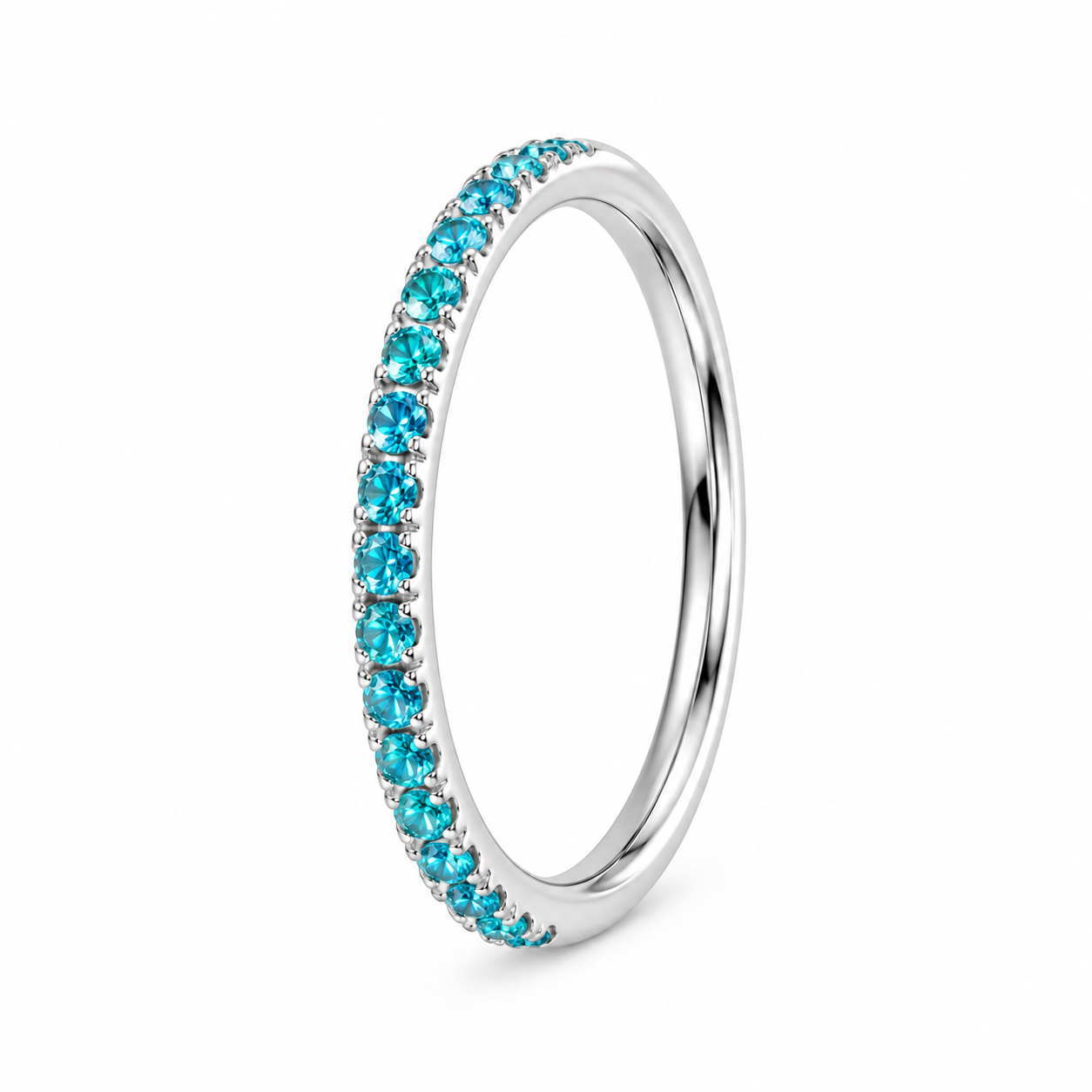 Paraiba Blue Slim Half-Eternity Band