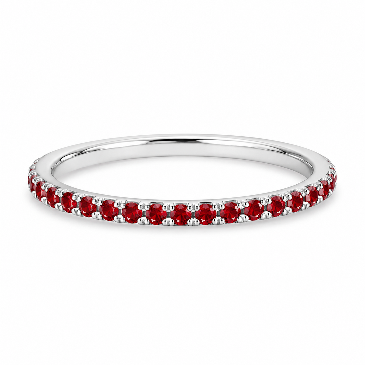 Ruby Red Slim Half-Eternity Band