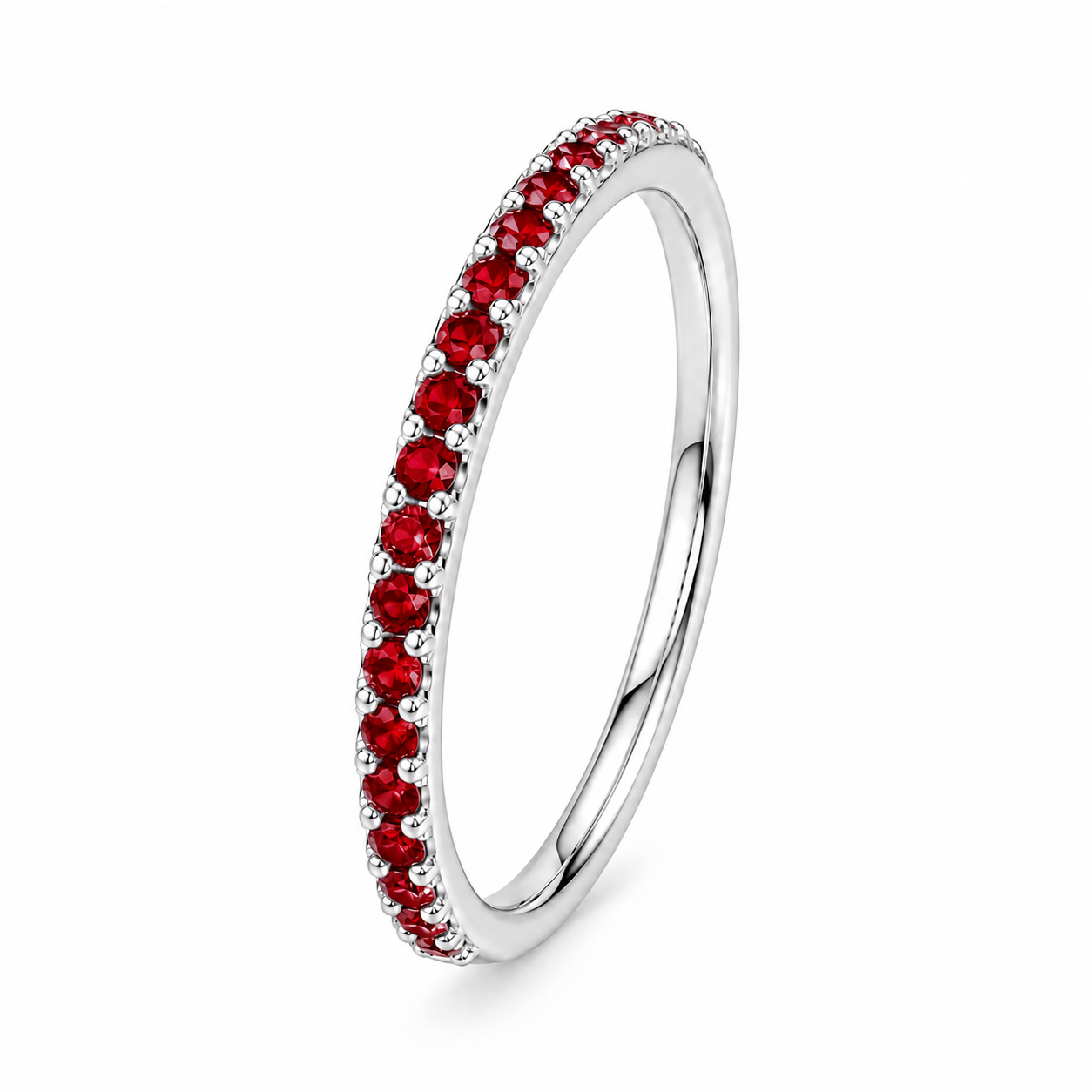Ruby Red Slim Half-Eternity Band